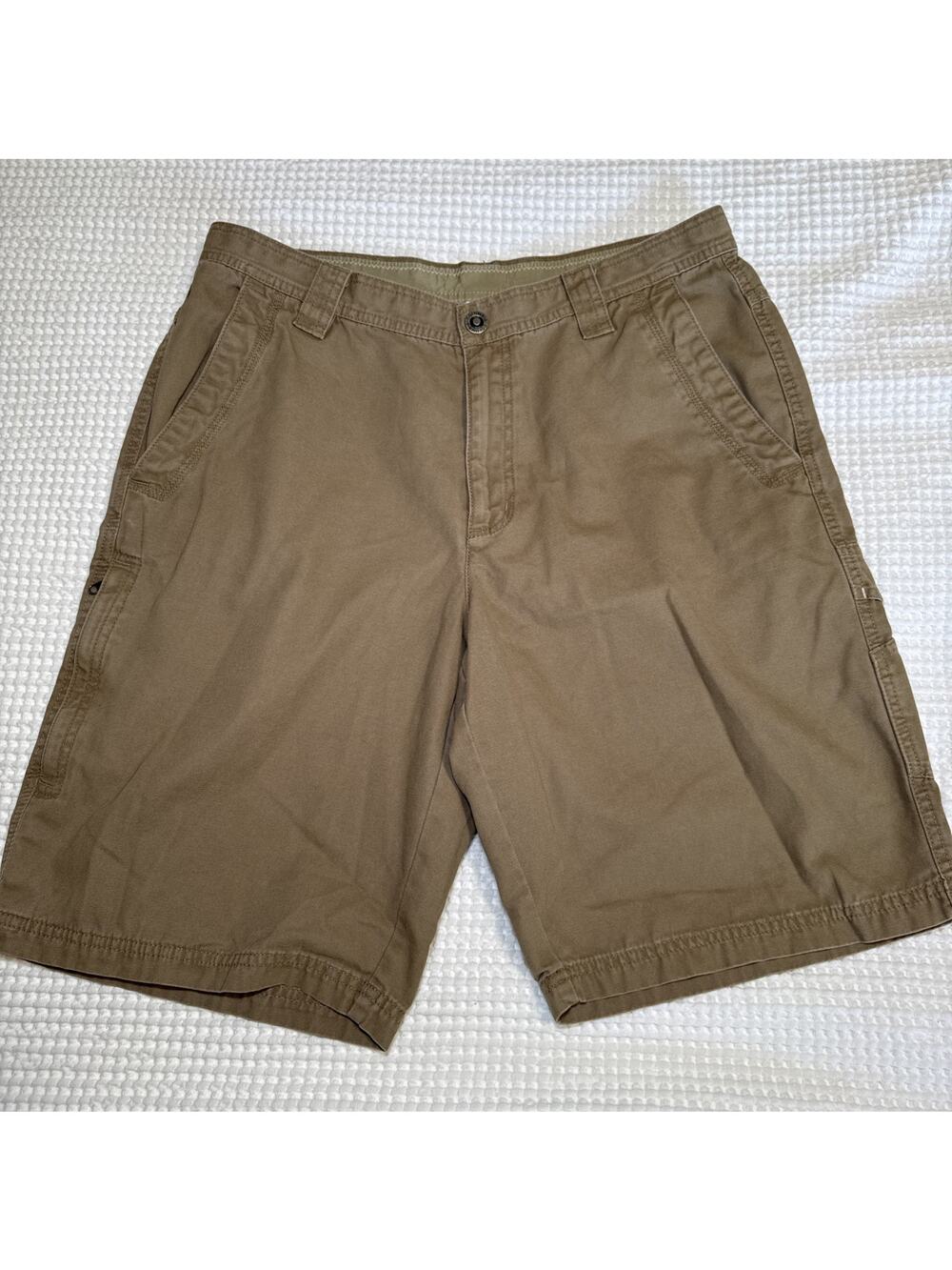 Columbia Cargo Shorts Mens Tan Omni-Shield Cotton Utility Outdoor Hiking 34 EUC